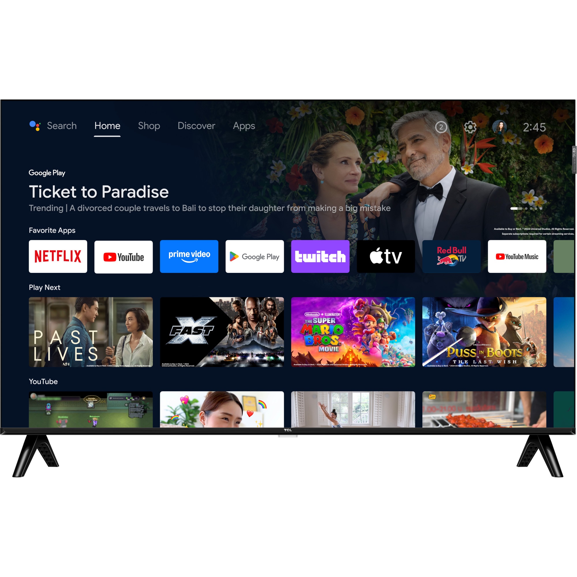 Televizor TCL QLED 43V5C, 108 cm, Smart Google TV, Full HD, clasa F, (Model 2025), Negru