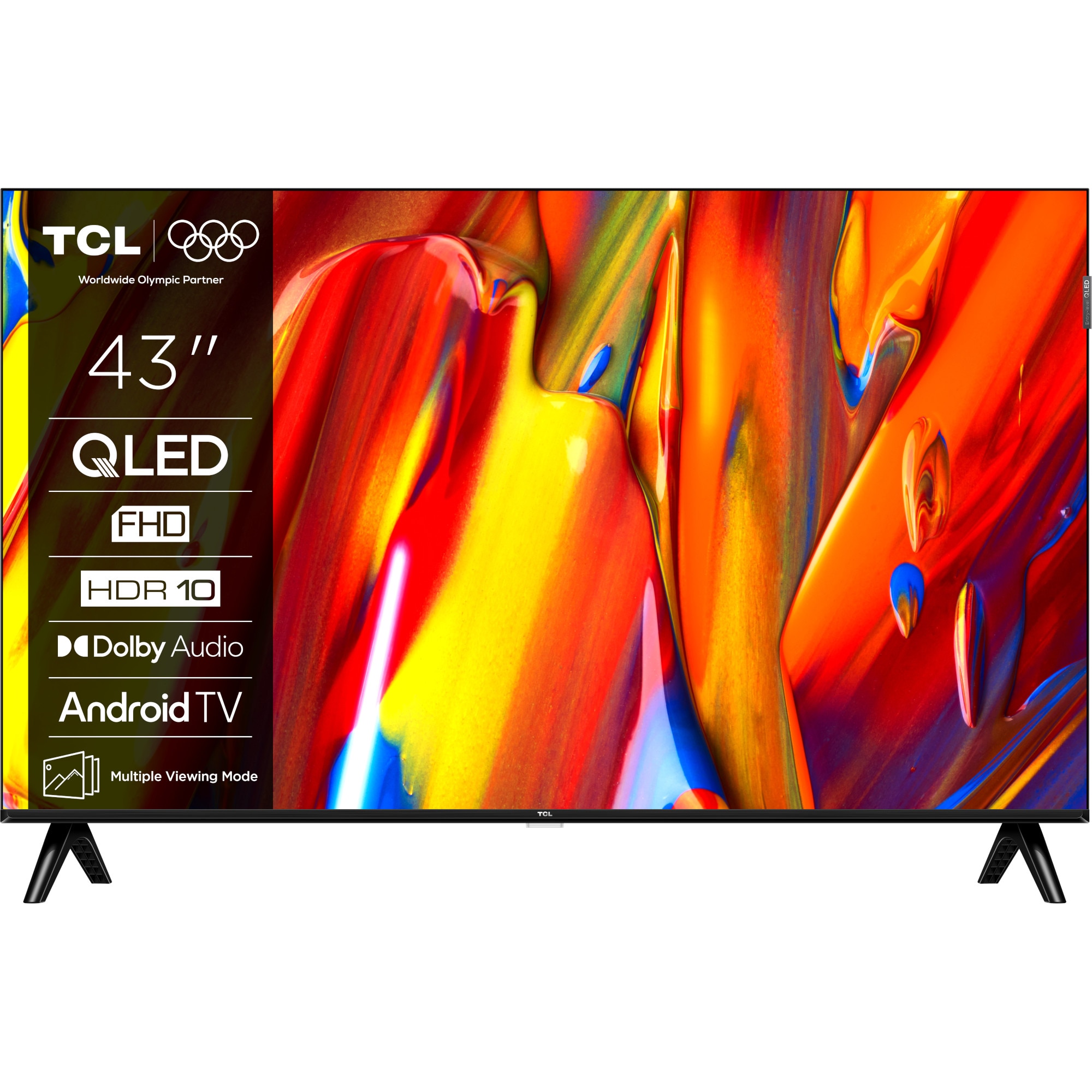 Televizor TCL QLED 43V5C, 108 cm, Smart Google TV, Full HD, clasa F, (Model 2025), Negru