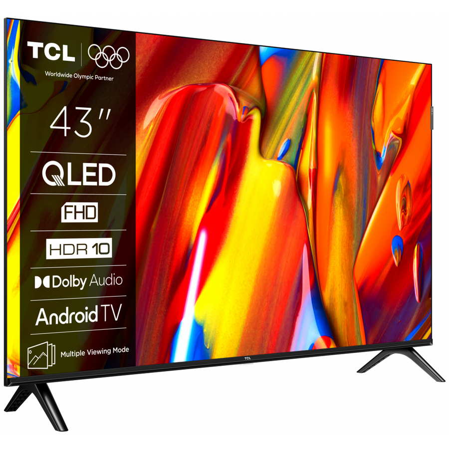 Televizor TCL QLED 43V5C, 108 cm, Smart Google TV, Full HD, clasa F, (Model 2025), Negru