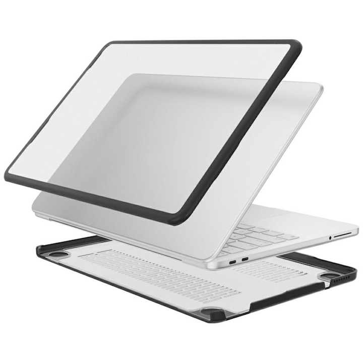 Carcasa laptop 4smarts Shell compatibila cu MacBook Neo 13 inch, Negru / Transparent