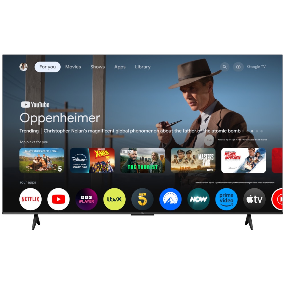 Televizor LED TCL 75V6C, Smart TV, 189 cm, Ultra HD 4K, Google TV, Clasa E, Negru