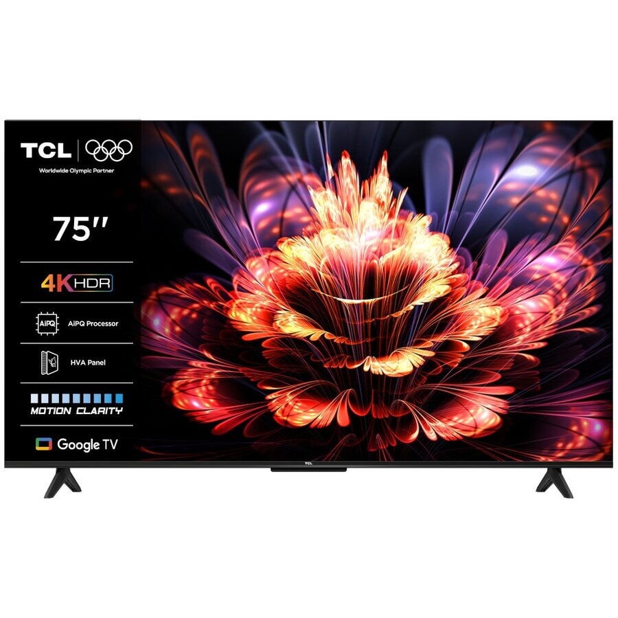 Televizor LED TCL 75V6C, Smart TV, 189 cm, Ultra HD 4K, Google TV, Clasa E, Negru