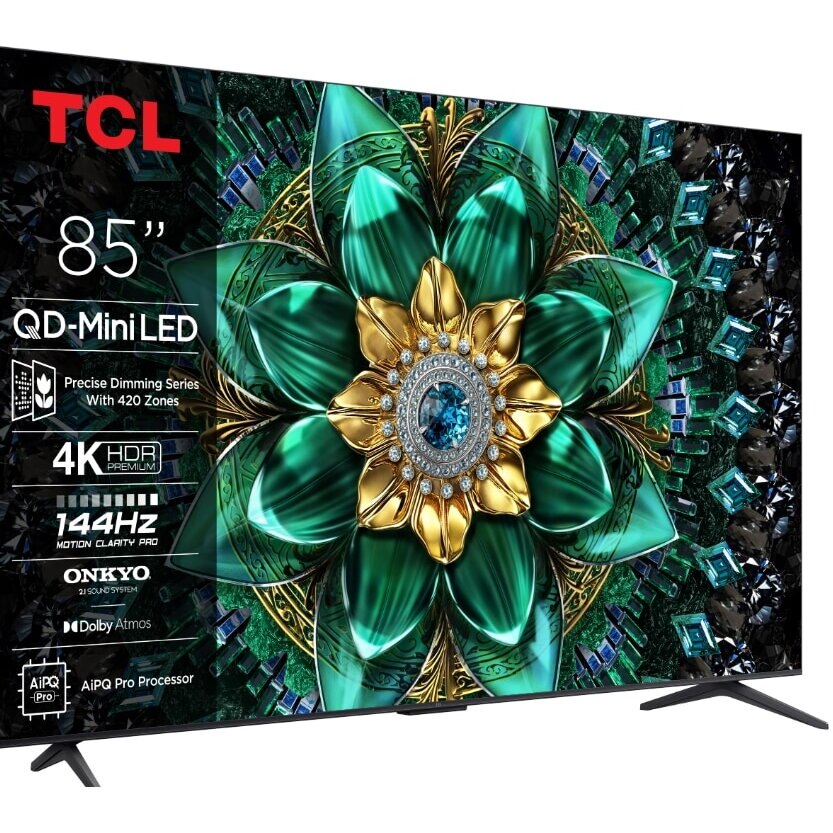 Televizor TCL Mini LED 85Q6C, 215 cm, Smart Google TV, 4K Ultra HD, WiFi, CI+, (Model 2025), Negru