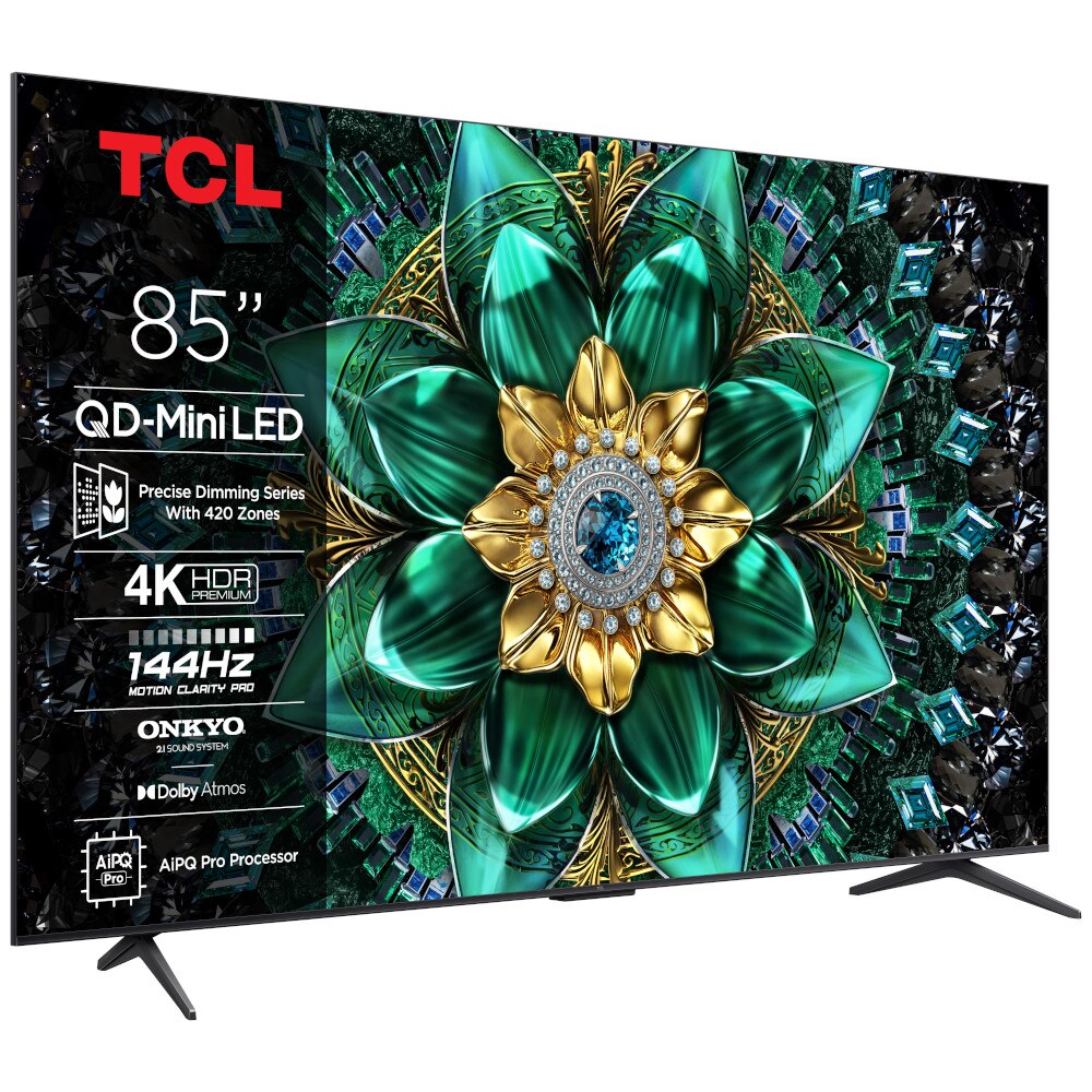 Televizor TCL Mini LED 85Q6C, 215 cm, Smart Google TV, 4K Ultra HD, WiFi, CI+, (Model 2025), Negru