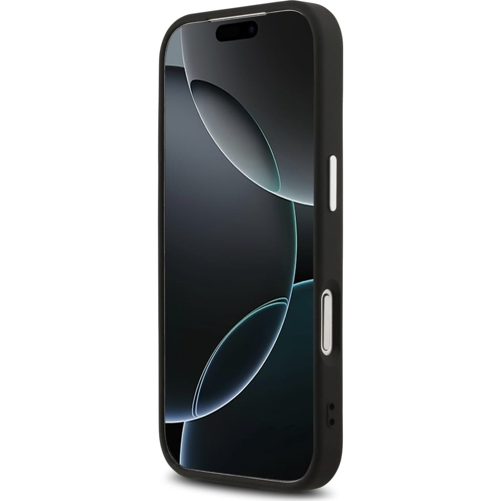 Husa, Guess Hardcase Leather 4G Triangle Strass pentru iPhone 17 Pro Max, Negru