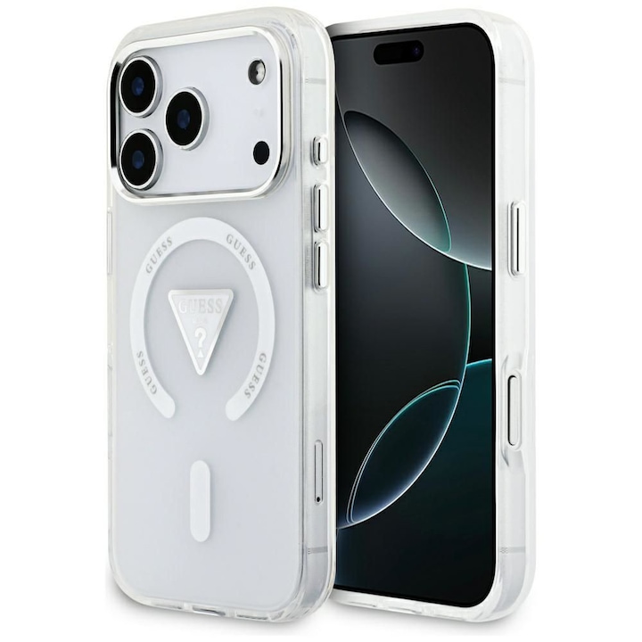 Husa pentru iPhone 17 Pro - Guess IML Gradient Triangle Logo MagSafe (GUHMP17LHGTMLCGT) - Clear