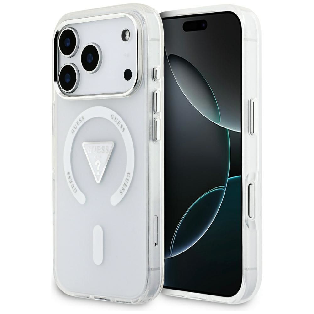 Husa pentru iPhone 17 Pro - Guess IML Gradient Triangle Logo MagSafe (GUHMP17LHGTMLCGT) - Clear