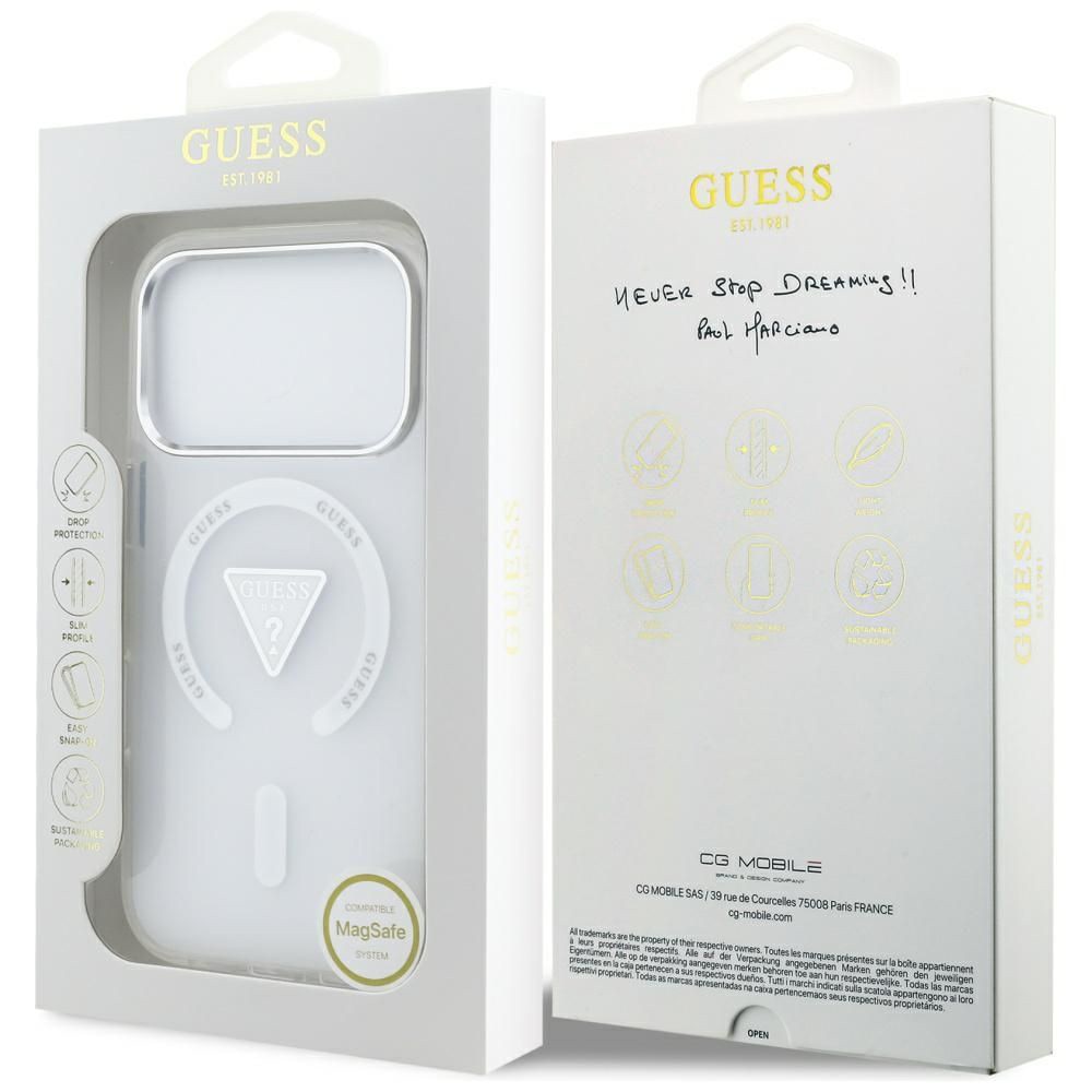 Husa pentru iPhone 17 Pro - Guess IML Gradient Triangle Logo MagSafe (GUHMP17LHGTMLCGT) - Clear
