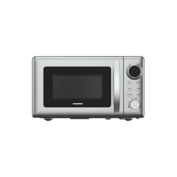 Cuptor cu microunde HEINNER HMW-2060SL, 20 L, 700 W, 5 trepte putere, 8 programe, Decongelare, TImer, Platou 24.5 cm (Argintiu)