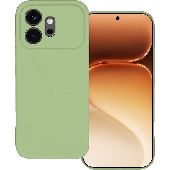 Husa pentru Honor 600, Color Shield, Interior de catifea, Suprafata aderenta, Protectie antisoc, Margini ridicate, Regular Fit, Silicon, Verde masliniu