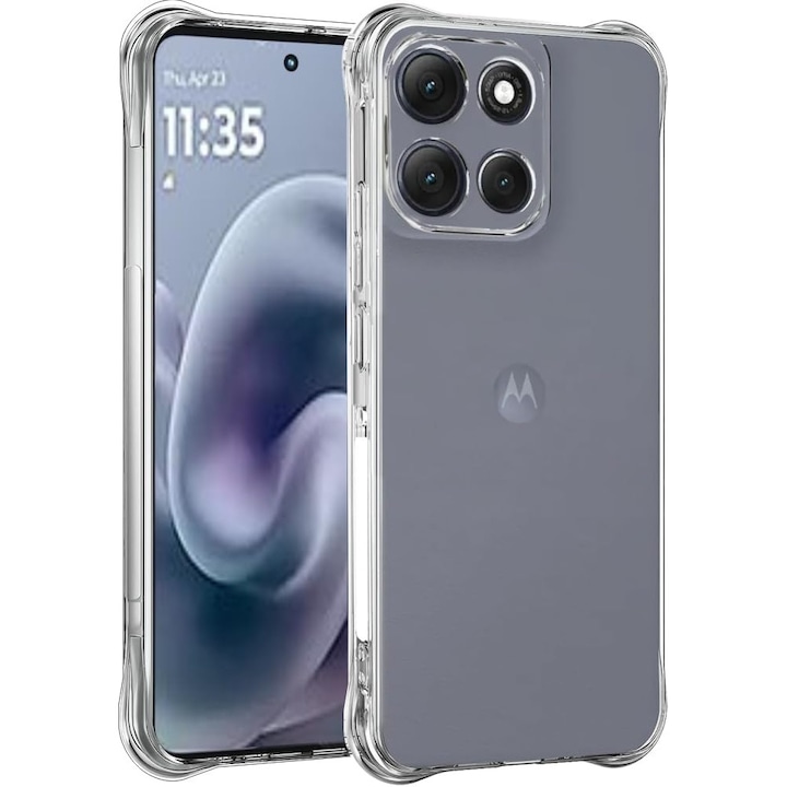 Intelli® Husa silicon compatibila cu Motorola Moto G86 Power, Anti soc, Transparent