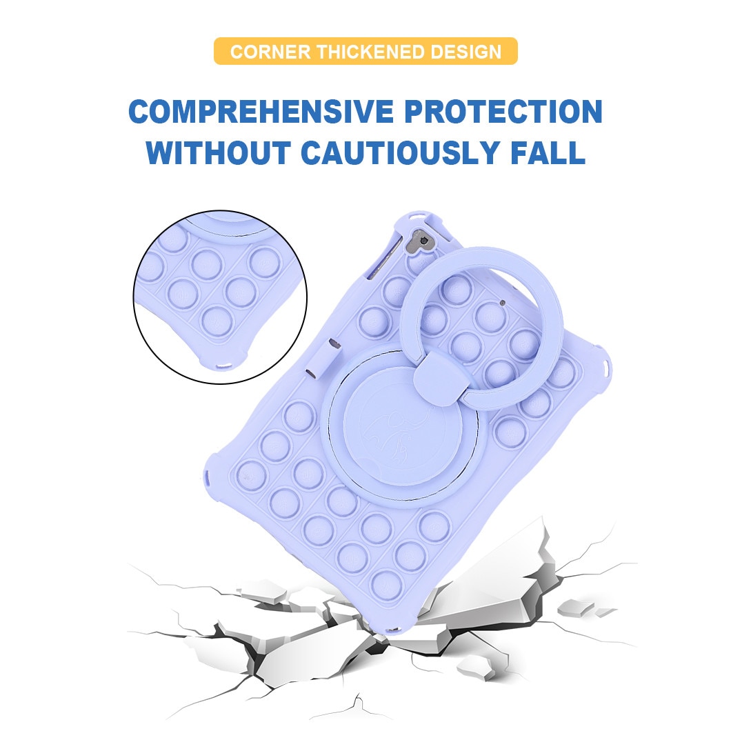 Husa tableta, PMIXO, pentru iPad de 9,7 inch,, suport rotativ, anti-soc, jucarie antistres, albastru