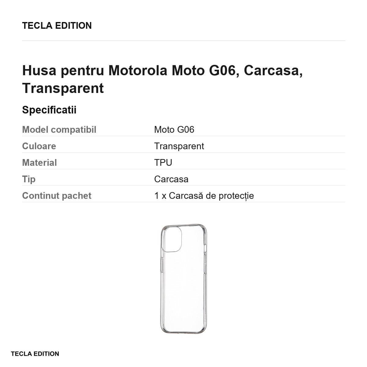 Husa Slim 1 mm pentru Motorola Moto G06, Carcasa, Transparent