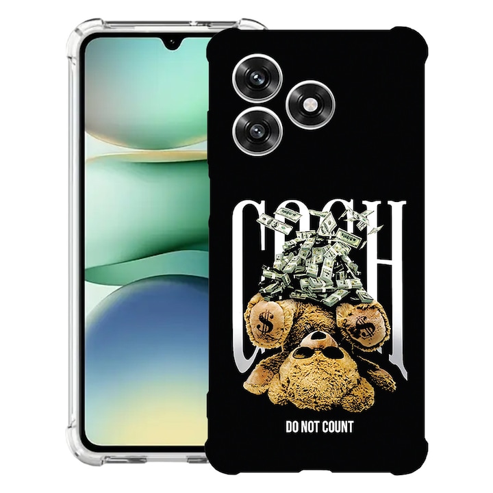 BestCase® Husa Anti Shock 1.5mm Compatibil cu Honor X5c Plus / X5c, cu Design Teddy Bear Money, Reinforced 4 Corners, 3119625 AS 1460