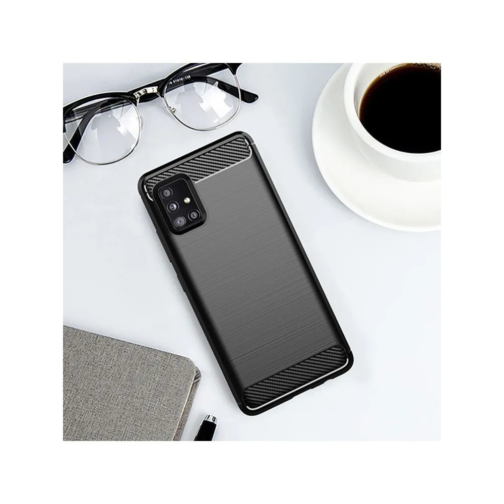 Husa de telefon, Forcell, compatibil cu Samsung Galaxy A51 5G, model Carbon Antisoc, TPU, Negru