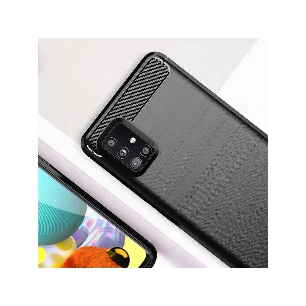 Husa de telefon, Forcell, compatibil cu Samsung Galaxy A51 5G, model Carbon Antisoc, TPU, Negru