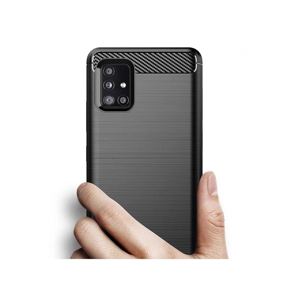 Husa de telefon, Forcell, compatibil cu Samsung Galaxy A51 5G, model Carbon Antisoc, TPU, Negru