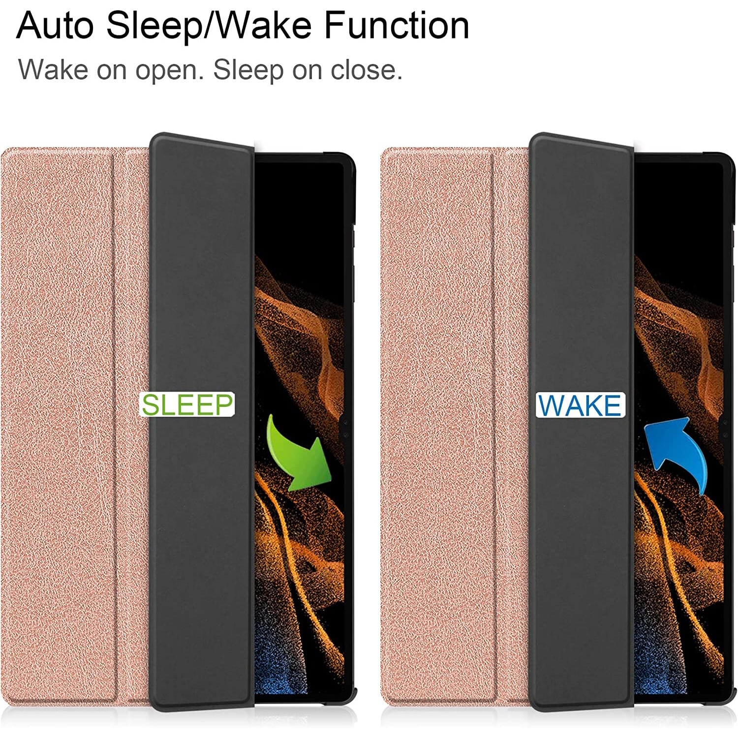 Husa pentru Samsung Galaxy Tab S10+/S9+/S9Fe+, 12.4", UltraSlim de tip stand, functie sleep/wake-up, Smart Cover, model Golden, Sigloo