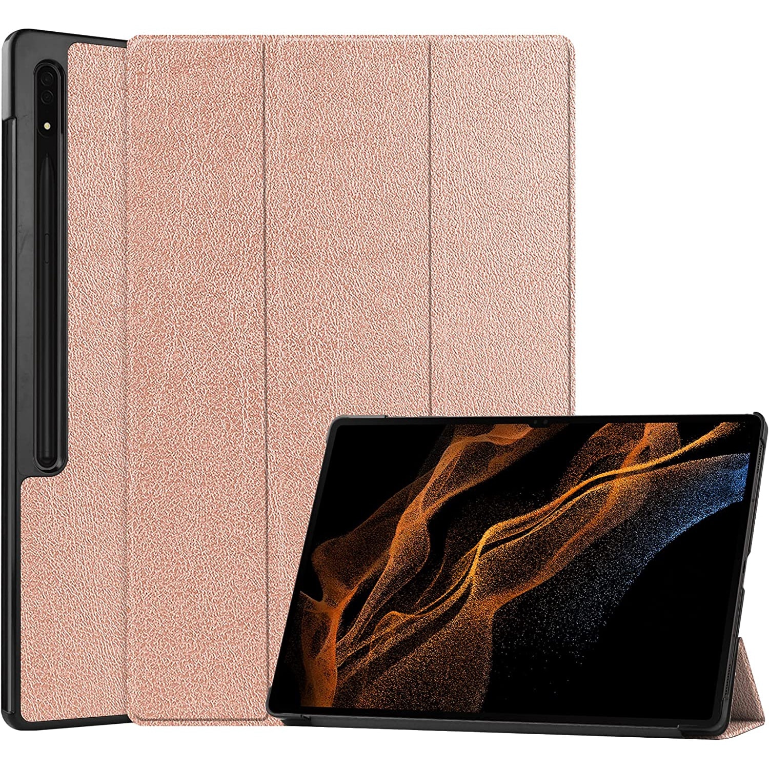 Husa pentru Samsung Galaxy Tab S10+/S9+/S9Fe+, 12.4", UltraSlim de tip stand, functie sleep/wake-up, Smart Cover, model Golden, Sigloo