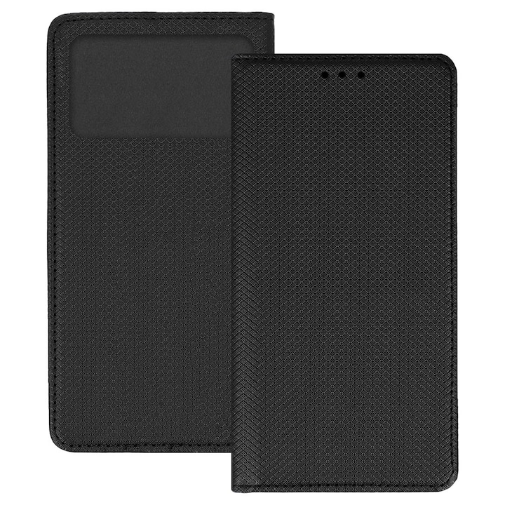 Husa pentru Honor 600, PU Casual Book, Buzunar card, Inchidere magnetica, Functie stand / suport, Decupaj difuzor apeluri, Acoperire completa 360 de grade, Protectie fata-spate, Tip carte, Negru