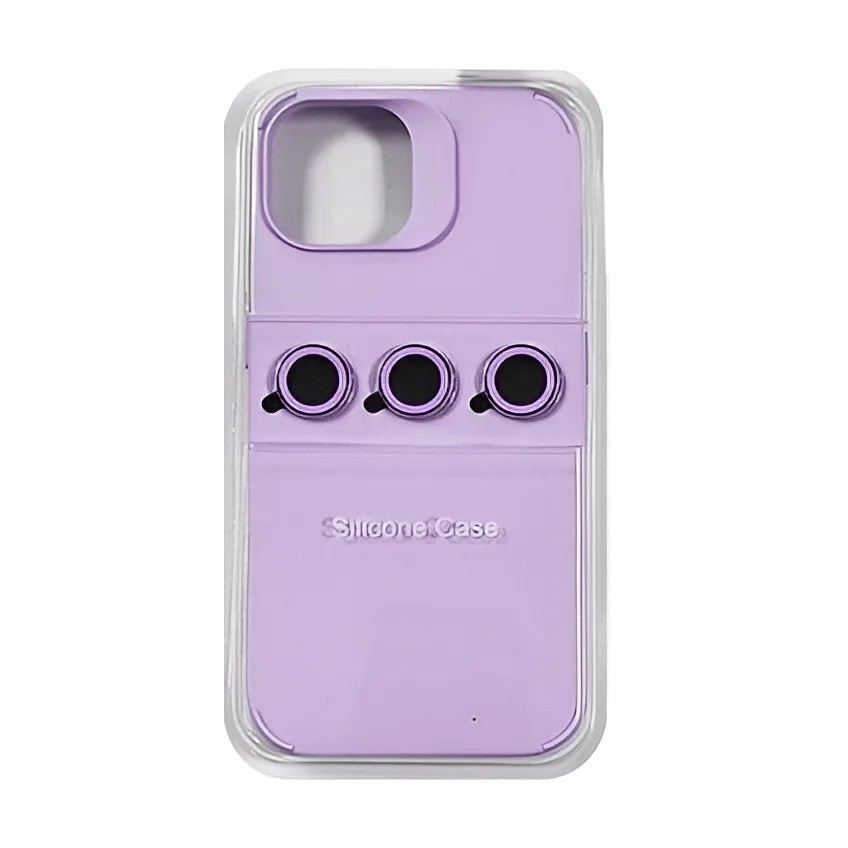 Husa Apple iPhone 13 Pro, Flippy, din Silicon Lichid, Interior din Microfibra, Lentile Fosforescente de Protectie Camera, Anti Amprenta, Rezistenta la Socuri, Mov
