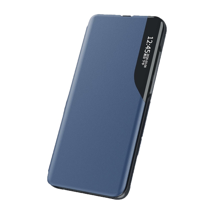 Husa Compatibil cu Telefon, Smart View G-Tech Compatibila cu Samsung Galaxy A53, Piele Ecologica, Stand, Albastru