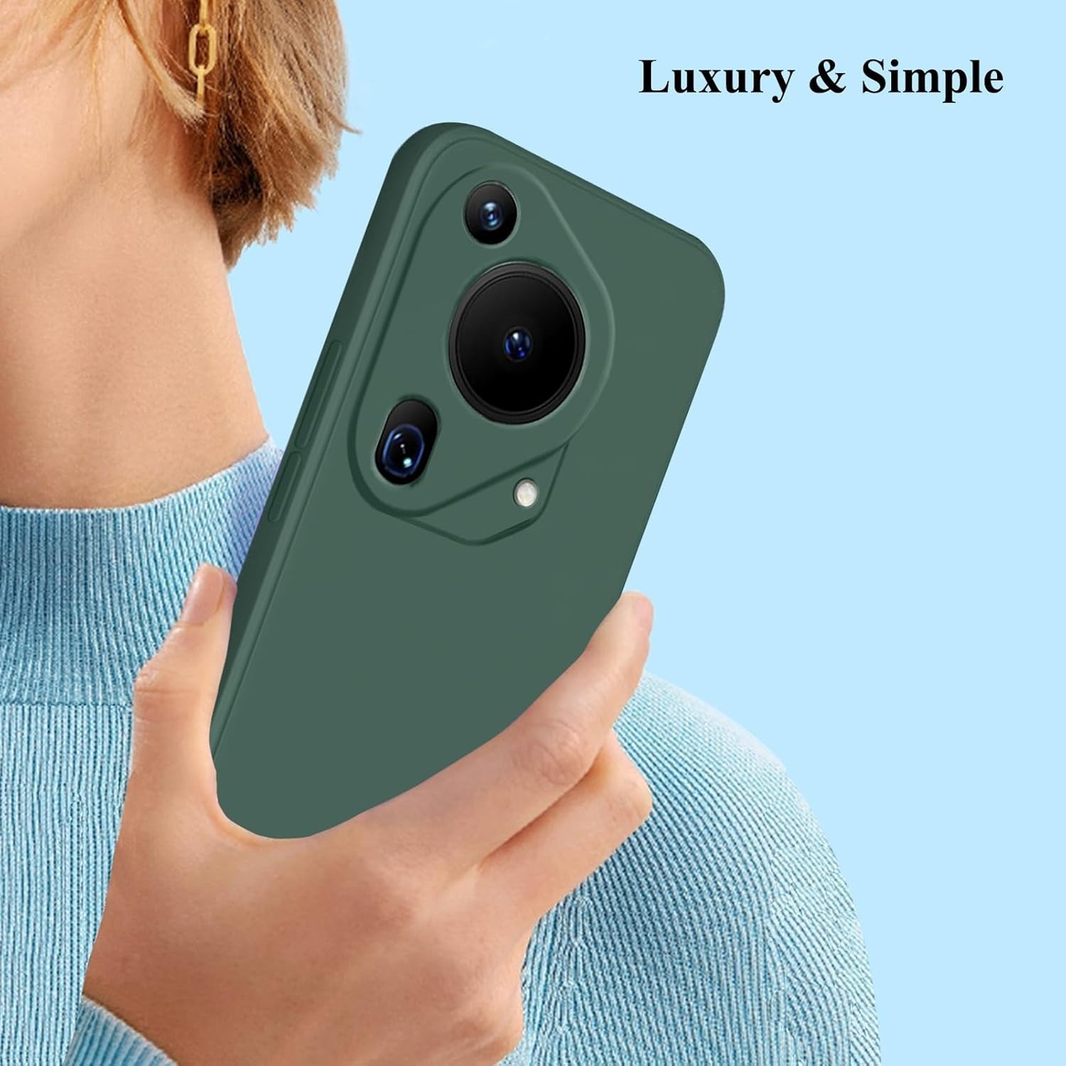 Husa de Protectie, Flippy, pentru Huawei Pura 70 Pro, Liquid Silicone, cu Microfibra pe Interior, Protectie Antisoc, Compatibil Incarcare Wireless, Verde