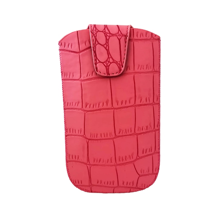 Husa G-Tech Divine Crocodile, Tip Saculet, Compatibila cu Nokia 105, inchidere ferma cu Scai, Imitatie Piele de Crocodil, Roz