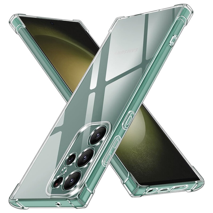 Intelli® Husa de Protectie Compatibila Samsung Galaxy S24 Ultra, din silicon gel, Colturi Anti Soc, Protectie Camera, Subtire, Transparent