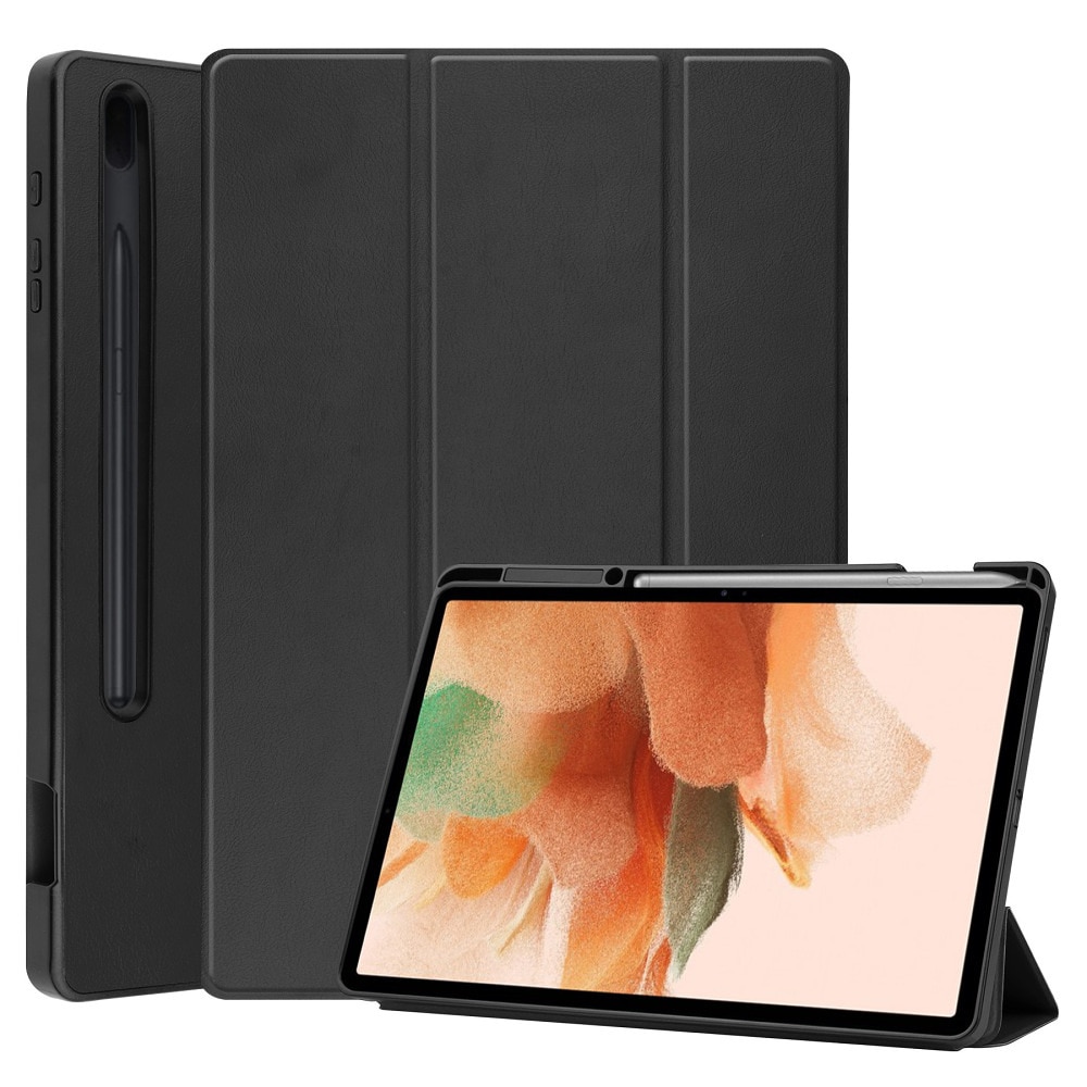 Husa pentru tableta compatibila cu Samsung Galaxy Tab S7 FE 12.4 / S8+ 5G / S7+ 12.4, model 0805BM-WXOTTO-CWY-0060, subtire din piele PU ecologica cu interior TPU si suport stand, negru, 29 x 20 x 1,3 cm