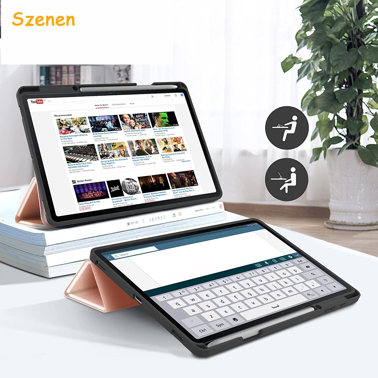 Husa pentru tableta compatibila cu Samsung Galaxy Tab S7 FE 12.4 / S8+ 5G / S7+ 12.4, model 0805BM-WXOTTO-CWY-0060, subtire din piele PU ecologica cu interior TPU si suport stand, negru, 29 x 20 x 1,3 cm