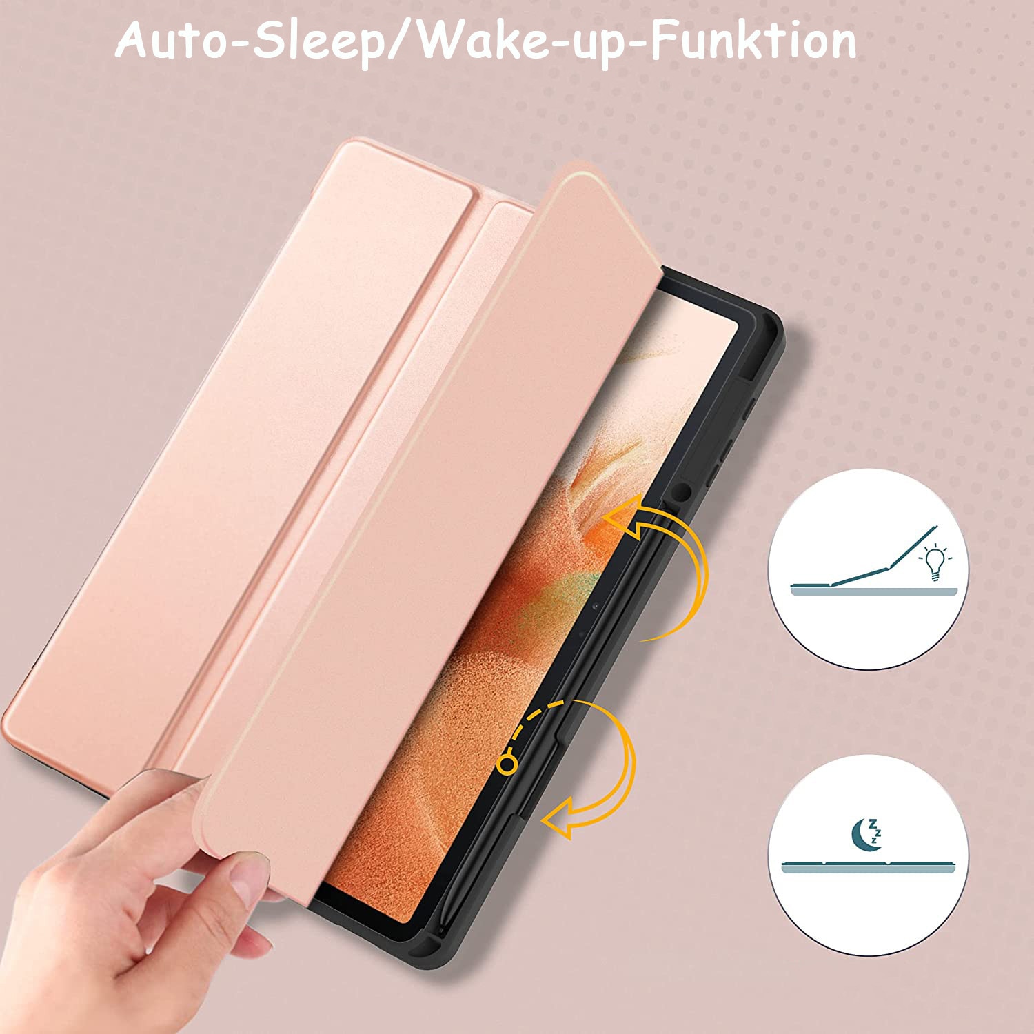 Husa pentru tableta compatibila cu Samsung Galaxy Tab S7 FE 12.4 / S8+ 5G / S7+ 12.4, model 0805BM-WXOTTO-CWY-0060, subtire din piele PU ecologica cu interior TPU si suport stand, negru, 29 x 20 x 1,3 cm