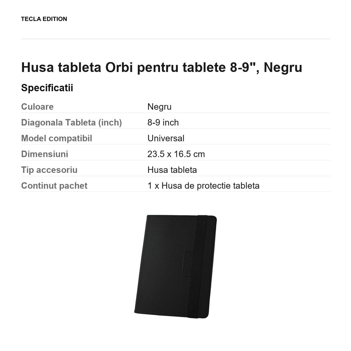 Husa tableta Orbi pentru tablete 8-9", Negru