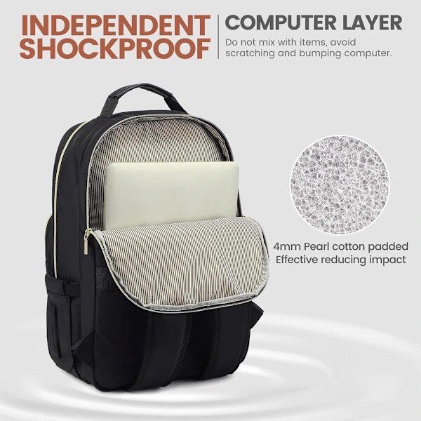 Rucsac laptop 15.6 inch, compartiment separat, port USB, negru, 43x30.5x19 cm