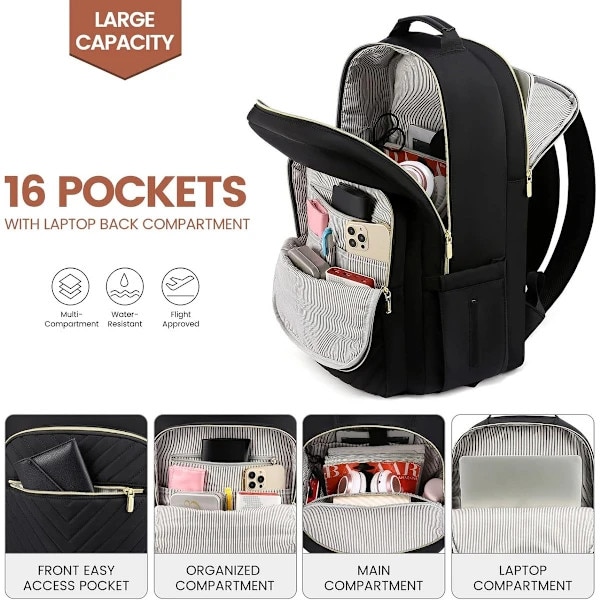 Rucsac laptop 15.6 inch, compartiment separat, port USB, negru, 43x30.5x19 cm