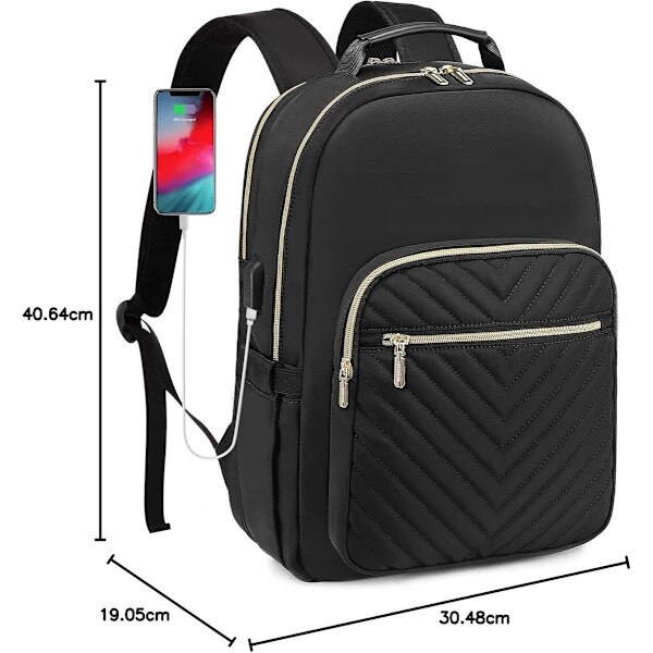 Rucsac laptop 15.6 inch, compartiment separat, port USB, negru, 43x30.5x19 cm