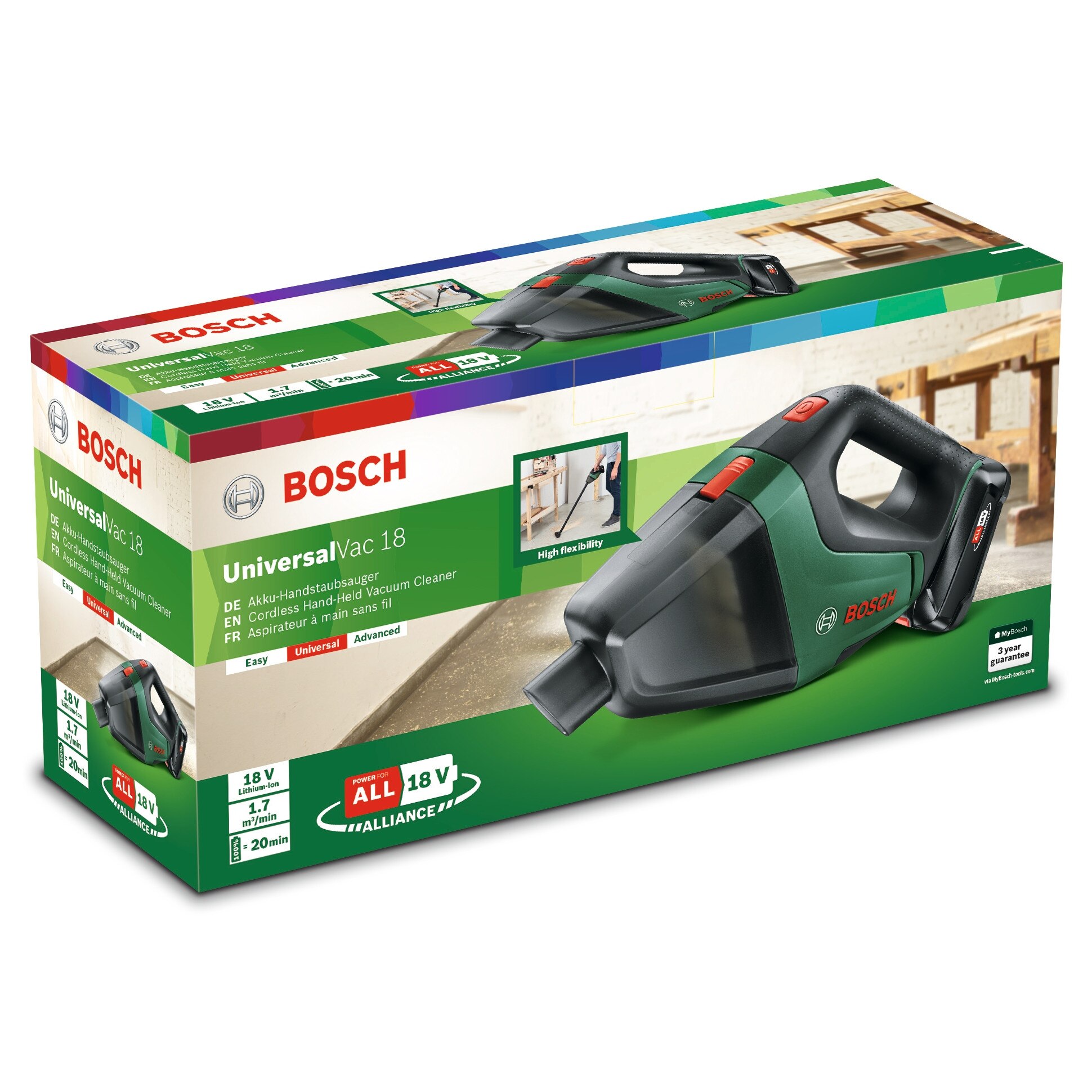 Aspirator Bosch UniversalVac, fara fir, 18V, 0.5l, 1.3kg