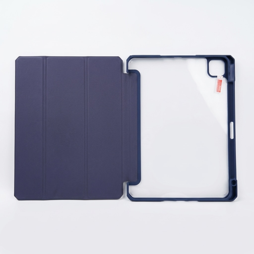 Husa tip carte pentru iPad Air 10.9 / Pro 11 inch, spate transparent, bleumarin