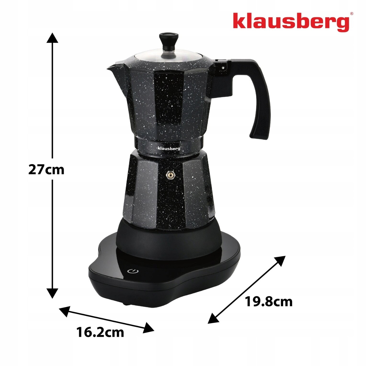 Cafetiera electrica Moka Klausberg KB-7998 (C5PDZAQ9), 500 W, 6 cesti, negru cu stropi