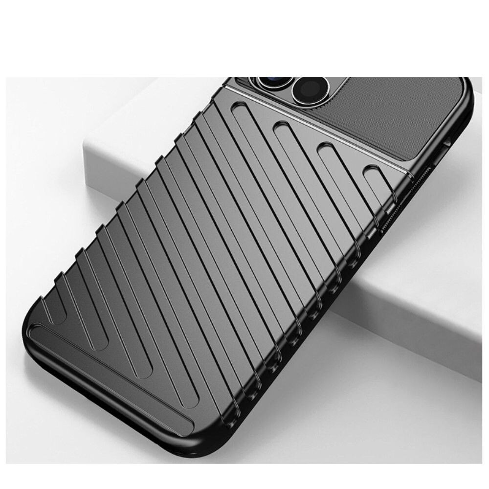 Husa Carbon Design, pentru Poco X3/ X3 Pro, rezistenta la socuri, Shield Thunder, Negru