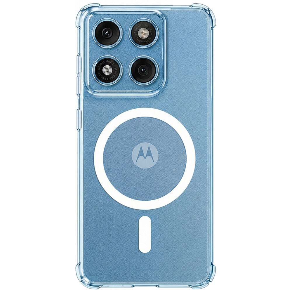 Husa pentru Motorola Moto G17 / G17 Power, Spate din policarbonat, Clear Magnet Pro, Wireless charging, Colturi aerate cu protectie antisoc, Margine de silicon, Magnetica, Perfect Fit, Transparenta