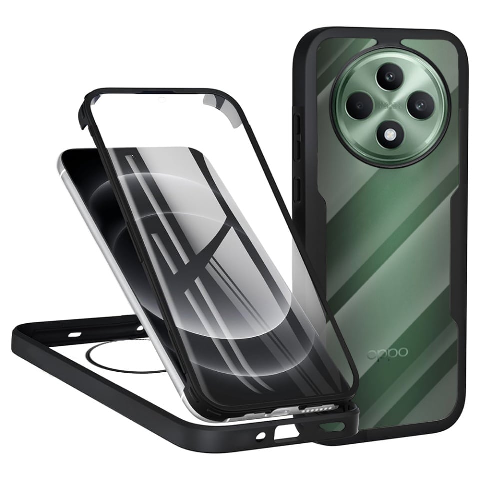 Husa + Folie pentru Oppo Reno12 F 5G / Reno12 FS 5G / Reno12 F 4G / Reno12 FS 4G, SKYDDAR INNOVATION, [Pachet 360°] ColorVerse, set cu sticker, Negru