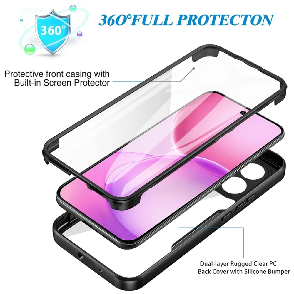 Set 360: Husa cu folie integrata pentru Oppo Reno 16 5G / Reno 16 Pro 5G Protectie 360 fata / spate - mov
