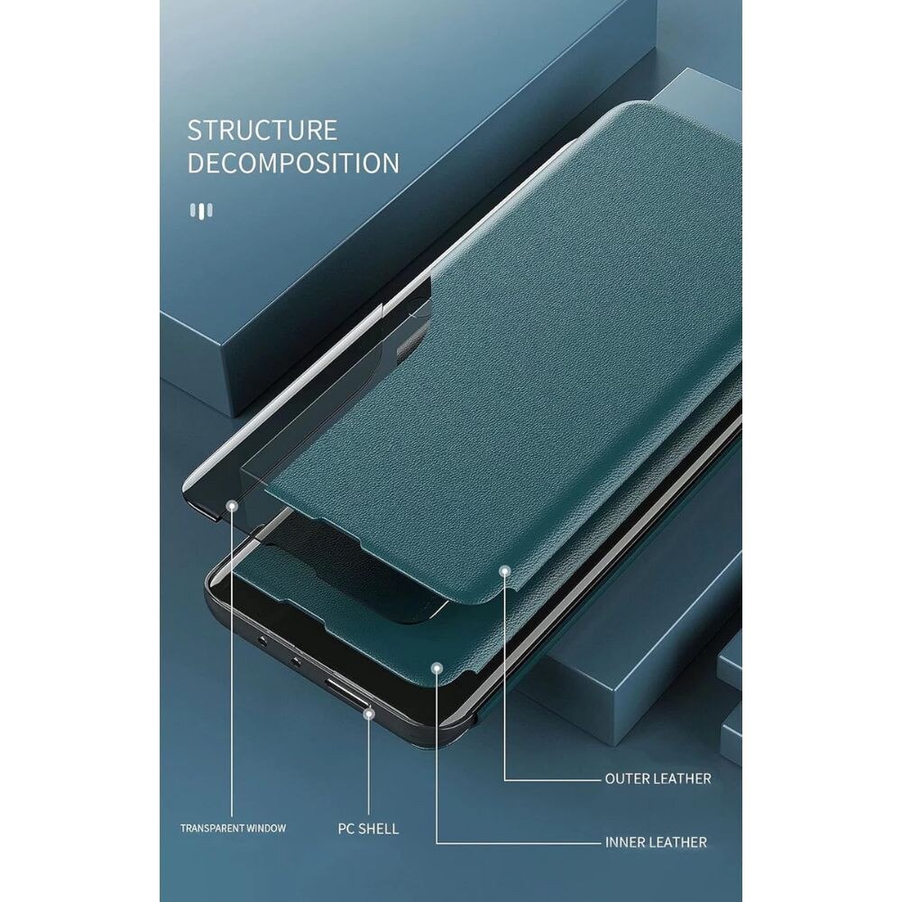 Husa Smart View Flip, pentru Honor X6a, stand, eco leather, Verde Inchis