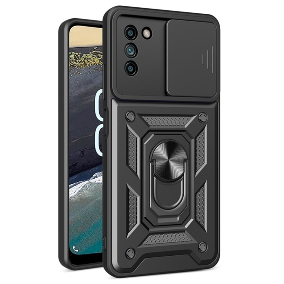 Husa pentru Honor 600 / 600 Pro, protectie camere, Inel magnetic, set cu sticker, CamShield, Negru