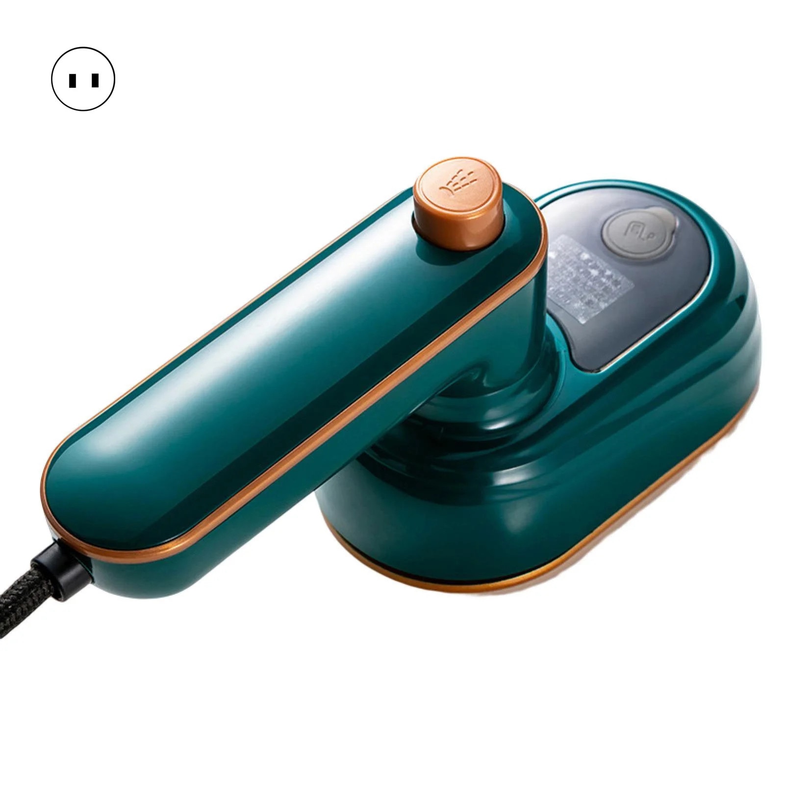Fier de calcat cu aburi portabil ZYBLSSBB LSM2xh7139-BCS0342072-2, maner pliabil, 25W, rezervor sub 0.8L, utilizare uscat/aburi, oprire automata, verde/auriu