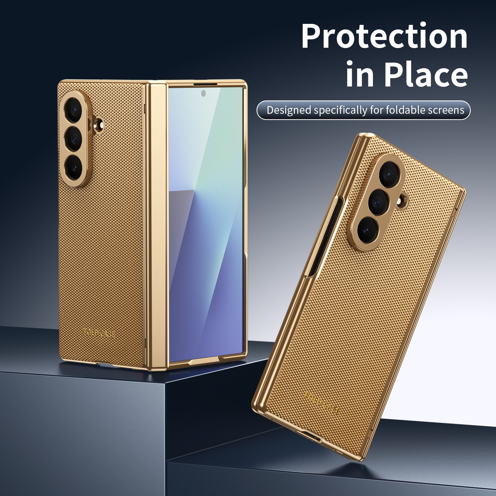 Husa pentru Samsung Galaxy Z Fold8 Ultra, Protectie Balama, Sticla Ecran Integrata, Auriu