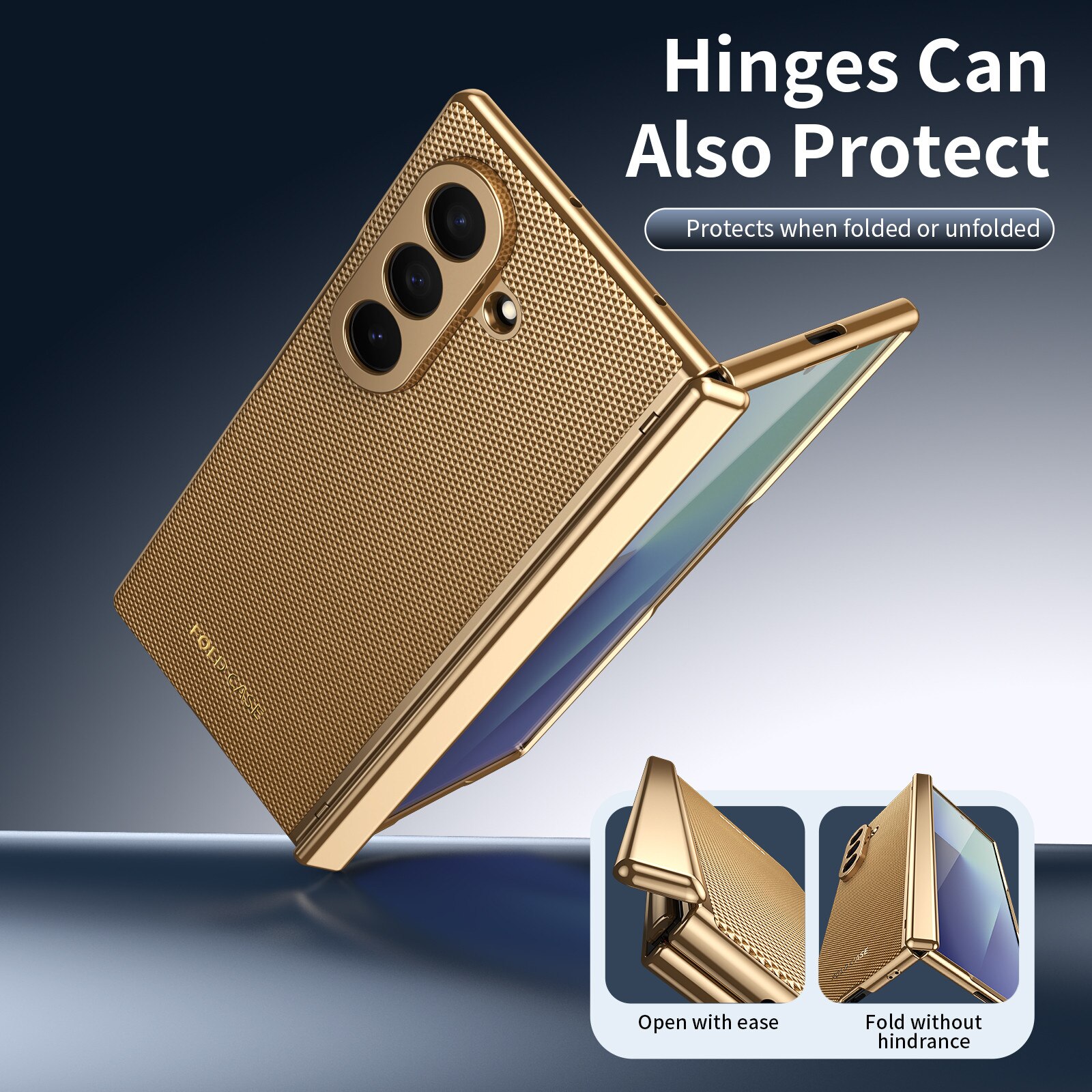 Husa pentru Samsung Galaxy Z Fold8 Ultra, Protectie Balama, Sticla Ecran Integrata, Auriu