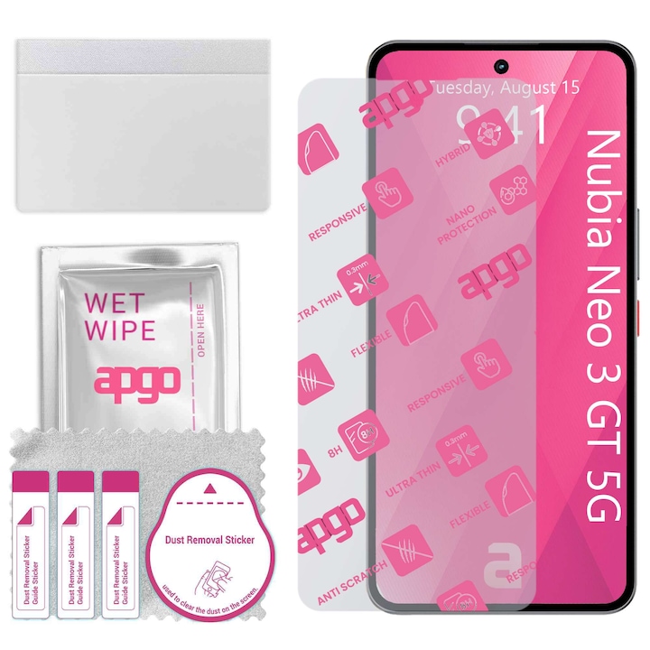 Sticla de protectie apgo pentru ZTE Nubia Neo 3 GT 5G – sticla hibrida, securizata pentru display, lucioasa, flexible Hybrid Glass, full glue
