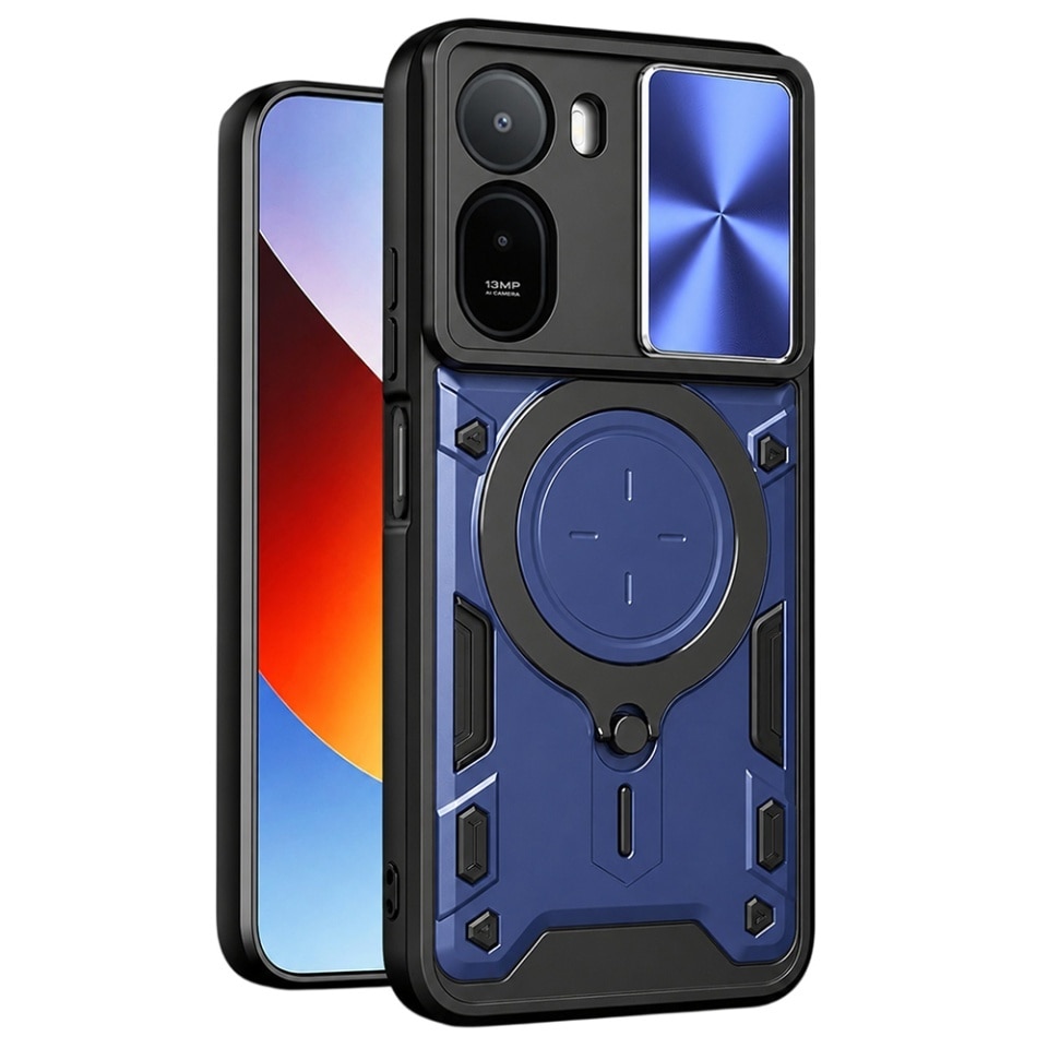 Husa pentru Xiaomi Redmi A7 Pro 4G, Inel Magnetic, Protectie Camera, set cu sticker, CamGuard Pro, Albastru